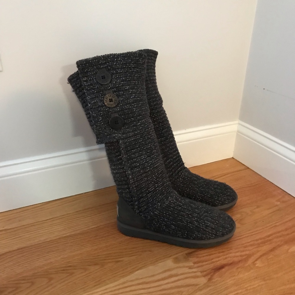 Grey Metallic knit ugg boots